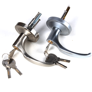 Zinc Alloy Door Handle with Key-Push Bar Device - view 4